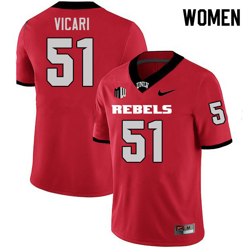 Women #51 Mason Vicari UNLV Rebels College Football Jerseys Stitched-Scarlet